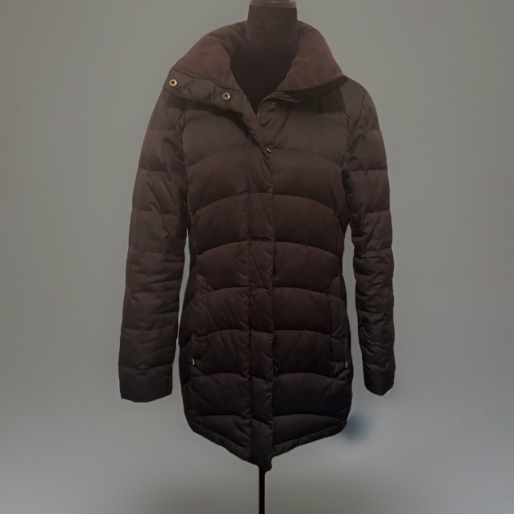 Lands’ End Women’s Black Hooded Down Parka Jacket Size S Small Flaws